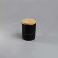 Матовая черная баночка для свечей, бамбуковая крышка, 150 мл 0_Z005-150 BLACK